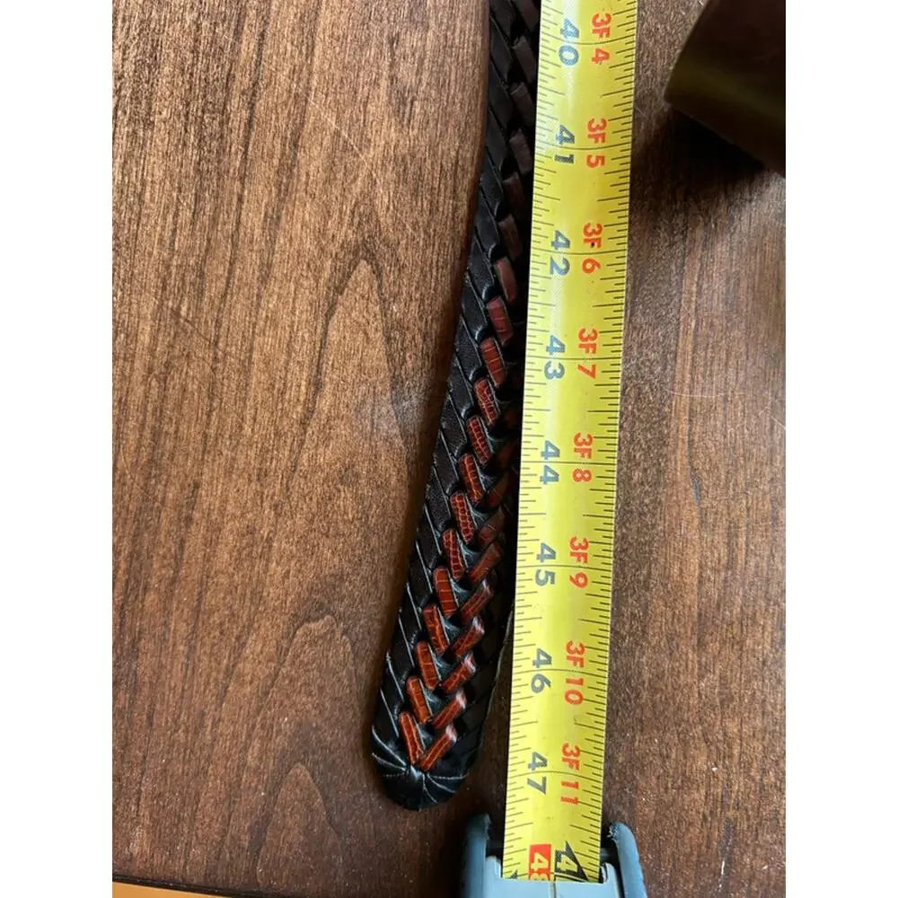 Vintage Brighton - Women's Black & Brown Woven Leather Belt - Size 40